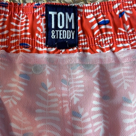 Men’s Tom & Teddy Paprika & Blue Rowan CLASSIC SWIM SHORTS Size Large - Picture 7 of 9